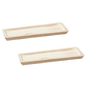 Cepewa Set van 2x stuks rechthoekig kaarsenbord/kaarsenplateau hout 50 x 3 x 17 cm -