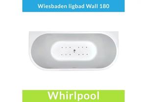 Wiesbaden Half Vrijstaande Whirlpool Wall 180x80x58 cm Luchtsysteem Met RVS Jets Glans Wit