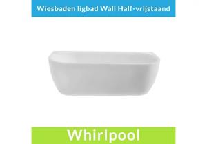 Wiesbaden Half Vrijstaande Whirlpool Wall 180x80x58 cm Luchtsysteem Met RVS Jets Mat Wit - Copy