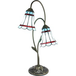 LumiLamp Tiffany Tafellamp 61 cm Blauw Bruin Glas Tiffany Bureaulamp Tiffany Lampen Glas in Lood