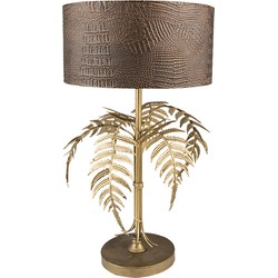 Clayre & Eef Tafellamp Ø 25*42 cm Bruin Ijzer Bladeren Bureaulamp