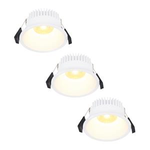 HOFTRONIC™ 3x Finn Dimbare LED inbouwspot - 10 Watt - Plafondspot - 2700K warm wit - 900 Lumen - Binnen & buiten - Verzonken spot - Wit