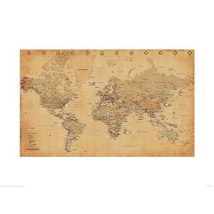 Pyramid World Map Vintage Style Kunstdruk 60x80cm