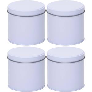 4x Witte Ronde Opbergblikken/bewaarblikken 10 Cm - Voorraadblikken