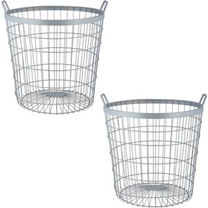 2x Metalen Draadmanden/haardhout Manden 43 X 45 Cm - Opbergmanden