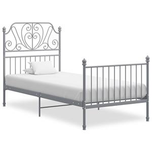 Bedframe Metaal En Multiplex Grijs 90x200 Cm