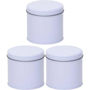 3x Wit Laag Rond Bewaarblik/opbergblik 10 Cm - Voorraadblikken