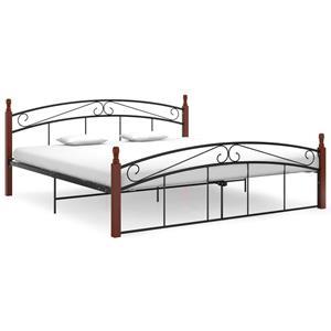 VidaXL Bedframe Metaal En Massief Eikenhout Zwart 180x200 Cm