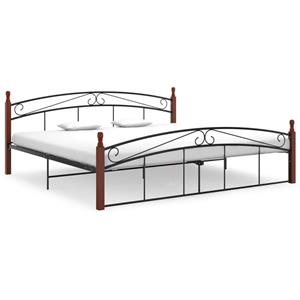 VidaXL Bedframe Metaal En Massief Eikenhout Zwart 200x200 Cm