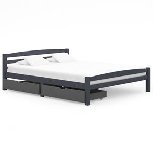 VidaXL Bedframe Met 2 Lades Massief Grenenhout Donkergrijs 160x200 Cm