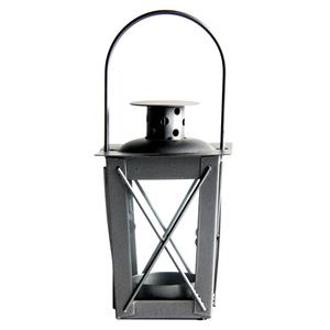 Zilveren tuin lantaarn/windlicht van ijzer 7,5 x 7,5 x 11 cm - Tuinverlichting - Kaarsenhouders - Lantaarns - Lantaarns