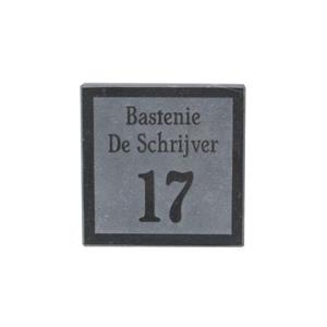 VASP huisnummer en naam hardsteen donker gezoet maatwerk 18x18cm