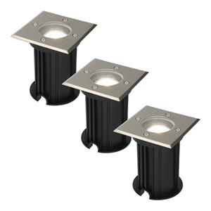 V-TAC 3x Dimbare LED grondspot - Vierkant - RVS - 6000K daglicht wit - 5 Watt - IP65 straal waterdicht - 3 jaar garantie