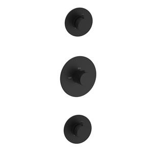 Mueller Round complete 3-wegs inbouwthermostaat mat zwart