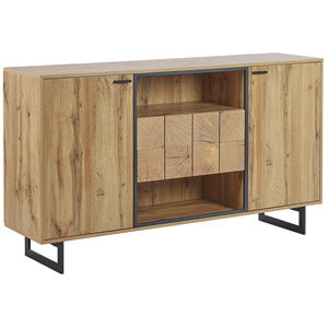 BELIANI Dressoir licht hout toon / zwart 2 lades 2 kasten BOISO