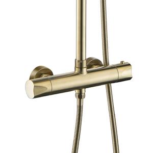 Boss & Wessing Opbouw Regendouche Set  Aloni Thermostatisch Hoofddouche 20 cm Rond Geborsteld Goud