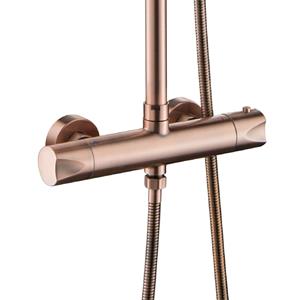 Boss & Wessing Opbouw Regendouche Set  Aloni Thermostatisch Hoofddouche 20 cm Rond Geborsteld Koper