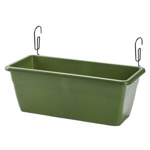 Forte Plastics Hangende Reling Plantenbak Donkergroen Rechthoekig 40 X 18 X 15 Cm Met Kunststof Beugels - Plantenbakken