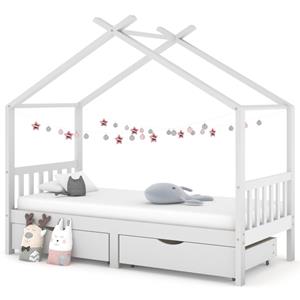 VIDAXL Kinderbett mit Schubladen Weiß Massivholz Kiefer 90x200 cm Kinder Bettrahmen weiß Gr. 90 x 200