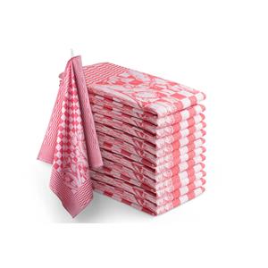 Seashell Theedoekset Blok 65 X 65 Cm - Rood - 12 Stuks - Geblokt - Blokdoeken - 100% Katoen - Horeca - Tulp