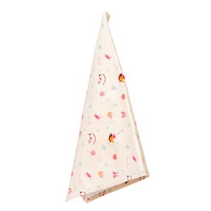 Clayre & Eef Theedoek 50*70 Cm Beige Roze Katoen Hobbelpaard Keukenhanddoek Keukendoek Vaatdoek Beige Keukenhanddoek