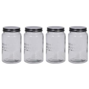 4x Glazen voorraadpotten 18 cm - 1000 ml - Voorraadbussen met luchtdichte deksel