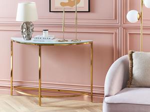 BELIANI Consoletafel met glazen blad, marmereffect wit met goud ORITA