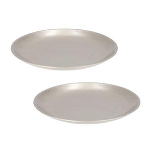 Cepewa Set van 2x stuks rond kaarsenbord/kaarsenplateau zilver hout 28 cm -