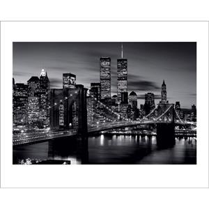 Pyramid Brooklyn Bridge At Night Black And White Kunstdruk 50x40cm