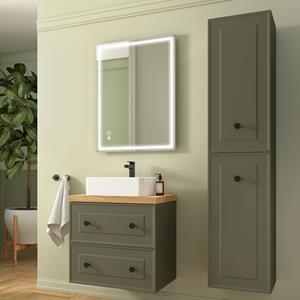 Muebles Renoir 60cm donkergroen badkamermeubel met waskom en ronde handgrepen zwart