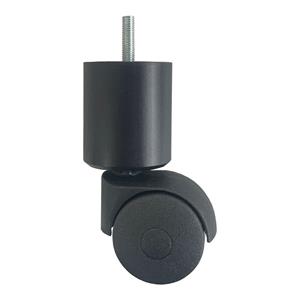 Furniture Legs Europe Zwarte ronde houten meubelpoot 12,5 cm met wiel (M8)