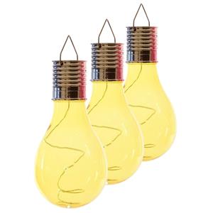 Lumineo solar tuin 6x stuks LED ophang verlichting/lampjes geel 14 x 8 cm - Tuinverlichting op zonne-energie