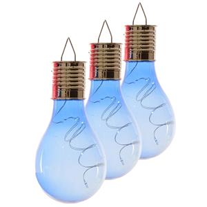 Lumineo solar tuin 6x stuks LED ophang verlichting/lampjes blauw 14 x 8 cm - Tuinverlichting op zonne-energie