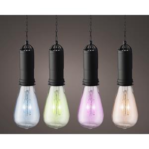 Lumineo Set van 8x stuks oranje, blauwe, groene en roze solar tuinverlichting hanglampen kunststof 20 cm