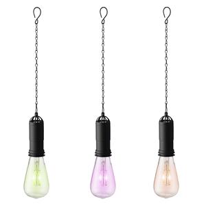 Lumineo Set van 3x stuks groene, oranje en roze solar tuinverlichting hanglampen kunststof 20 cm