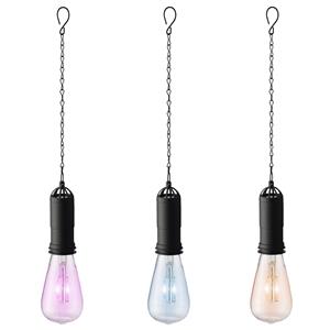 Lumineo Set van 3x stuks blauwe, oranje en roze solar tuinverlichting hanglampen kunststof 20 cm