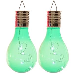 Lumineo solar tuin 8x stuks LED ophang verlichting/lampjes groen 14 x 8 cm - Tuinverlichting op zonne-energie