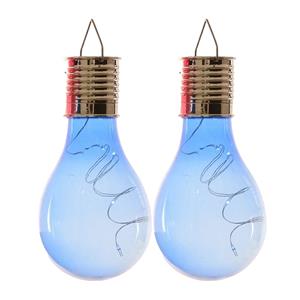 Lumineo solar tuin 8x stuks LED ophang verlichting/lampjes blauw 14 x 8 cm - Tuinverlichting op zonne-energie