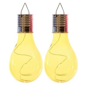 Lumineo solar tuin 8x stuks LED ophang verlichting/lampjes geel 14 x 8 cm - Tuinverlichting op zonne-energie
