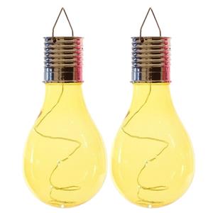 solar tuin 4x stuks LED ophang verlichting/lampjes geel 14 x 8 cm - Tuinverlichting op zonne-energie