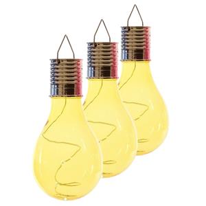 Lumineo solar tuin 10x stuks LED ophang verlichting/lampjes geel 14 x 8 cm - Tuinverlichting op zonne-energie