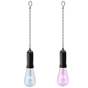 Lumineo Set van 2x stuks blauwe en roze solar tuinverlichting hanglampen kunststof 20 cm