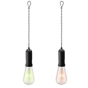 Lumineo Set van 2x stuks groene en oranje solar tuinverlichting hanglampen kunststof 20 cm