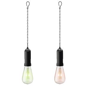 Lumineo Set van 2x stuks groene en roze solar tuinverlichting hanglampen kunststof 20 cm