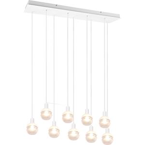 BES LED LED Hanglamp - Hangverlichting - Trion Merda - E14 Fitting - 9-lichts - Rechthoek - Mat Wit - Aluminium