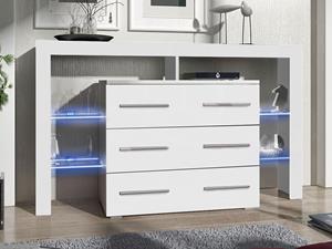 Mobistoxx Commode RIVATA 3 lades wit/hoogglans wit