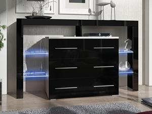 Mobistoxx Commode RIVATA 3 lades wit/hoogglans zwart