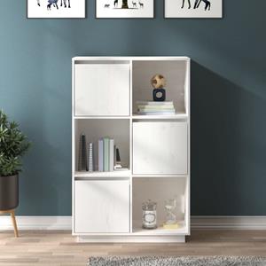 VidaXL Hoge kast 74x35x117 cm massief grenenhout wit