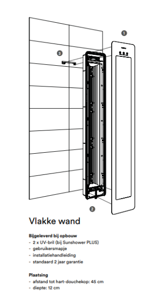 Sunshower Round installatieset vlakke wand