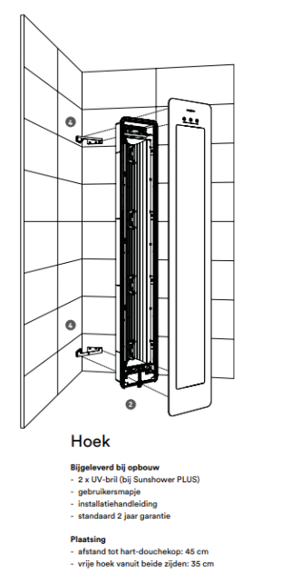 Sunshower Round installatieset hoek